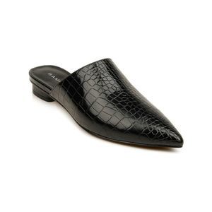 RAMPAGE Womens Black Crocodile Cadence Pointed Toe Block Heel Slip On Mules 9.5